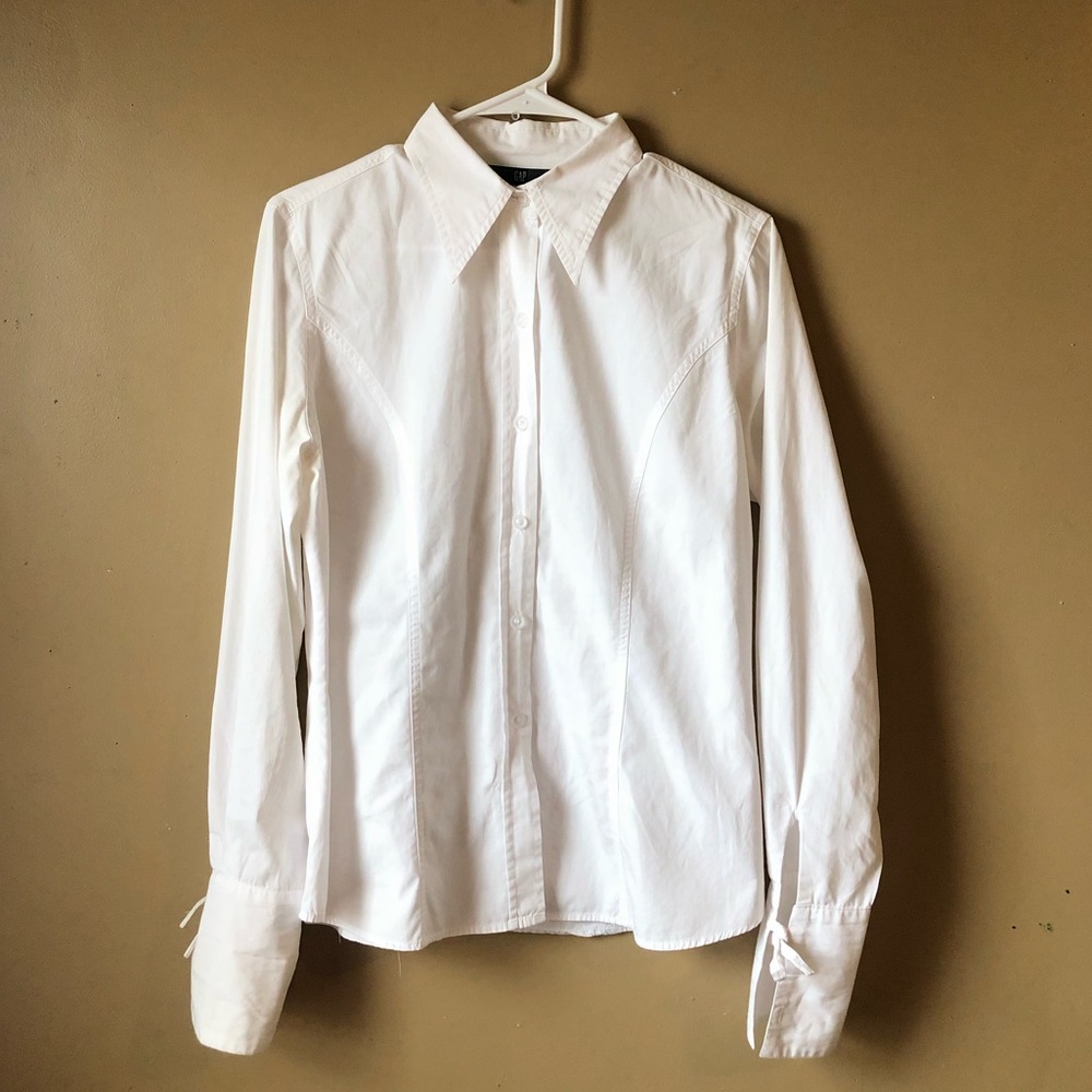 GAP White Collared Button Down w/ Cuff Ties EUC M